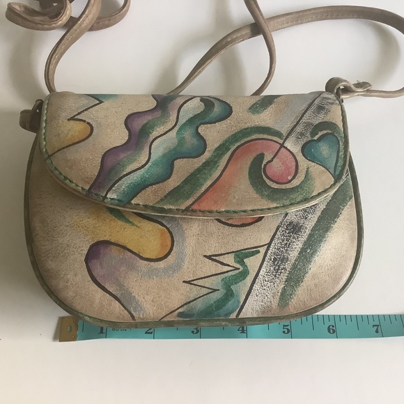 Sam Sam Vintage Genuine Leather Hand Painted Crossbody Bag - Picture 11 of 16